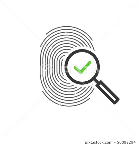 Fingerprint identification check or access approved vector icon, line outline art design of thumb 50092294