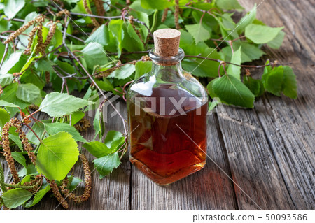 A bottle of birch tincture with young birch 50093586
