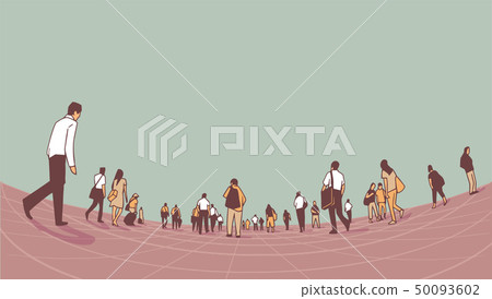 Illustration of people walking on station platform 50093602