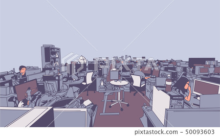 Illustration of large office creative work people 50093603