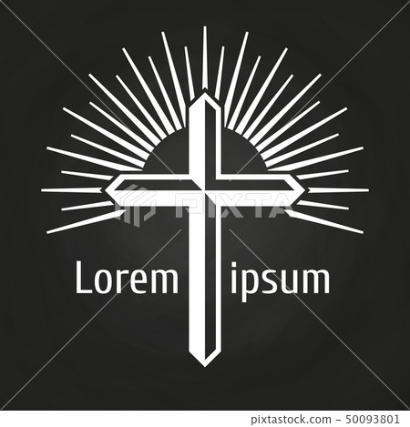 Vintage cross and rays on chalkboard Vintage cross and rays on chalkboard 50093801