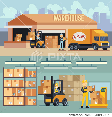 Warehouse storage and shipping logistics vector concept Warehouse storage and shipping logistics vector concept 50093904