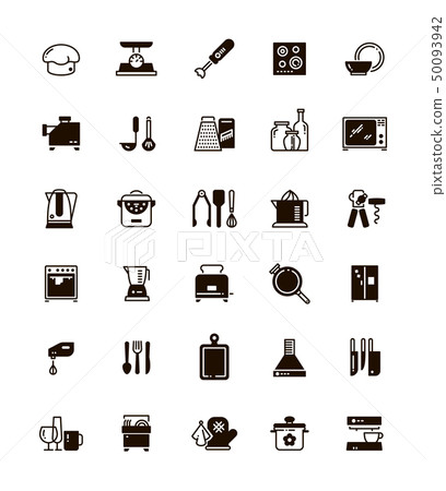 Kitchen and cooking black icons isolated on white 50093942