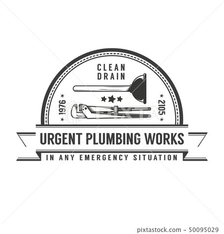 Simple retro logo plumbing services 50095029