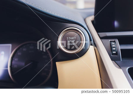 Detail on the start button in a car. Detail on the start button in a car. 50095105