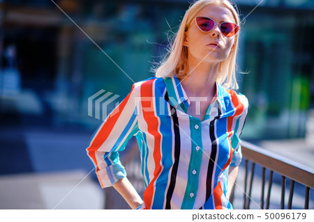 Fashionable summer woman at loft modern  city 50096179