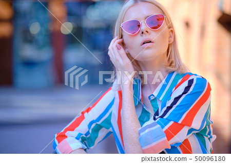 Fashionable summer woman at loft modern  city 50096180