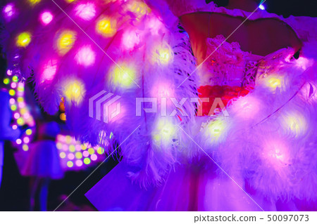 Luminous dress violet white. performance on stage. 50097073