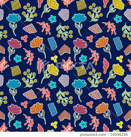 pattern with paper flowers pattern with paper flowers 50098206