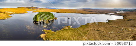 Aerial view of Loch Mhin Leic na Leabhar - Meenlecknalore Lough - close to Dungloe in County Donegal Aerial view of Loch Mhin Leic na Leabhar - Meenlecknalore Lough - close to Dungloe in County Donegal 50098713
