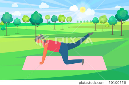 Working Out, Woman on Mat, Plank Donkey Kicks 50100556