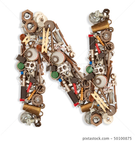 N isolated mechanical letter in white background N isolated mechanical letter in white background 50100875