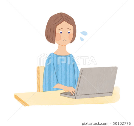 Woman looking at a personal computer Woman looking at a personal computer 50102776