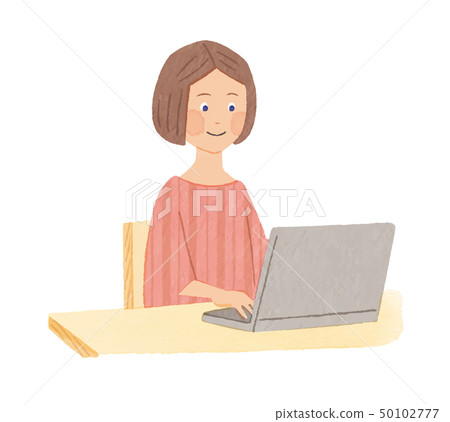 A woman looking at a computer A woman looking at a computer 50102777