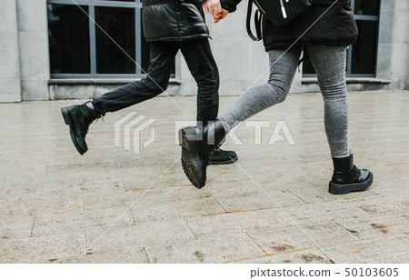 a guy and a girl running romatic a guy and a girl running romatic 50103605