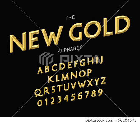 Vector new gold alphabet and font. Letters and numbers Vector new gold alphabet and font. Letters and numbers 50104572