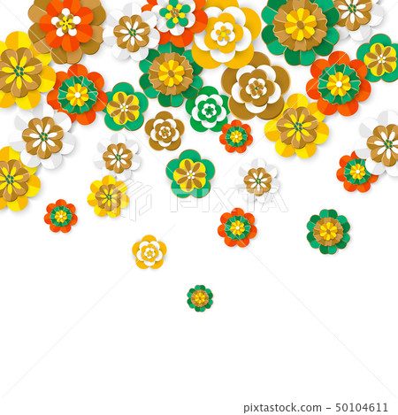Colorful paper cut flowers. Floral composition. Vector illustration Colorful paper cut flowers. Floral composition. Vector illustration 50104611
