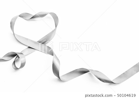 Silver heart ribbon isolated on white background Silver heart ribbon isolated on white background 50104619