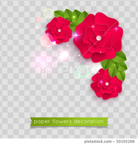Red paper cut flowers. Vector eps 10 format 50105266