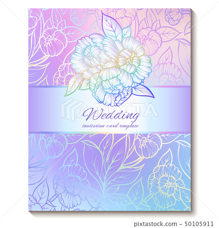 Colorful pastel blue violet pink soft floral 50105911