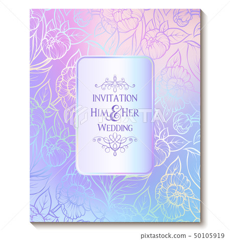 Colorful pastel blue violet pink soft floral 50105919