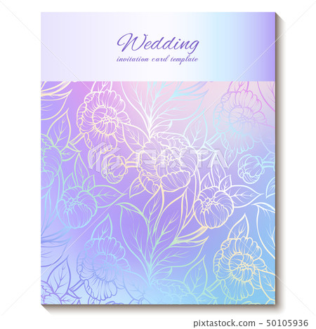 Colorful pastel blue violet pink soft floral 50105936