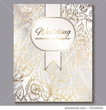 Exquisite royal luxury wedding invitation, gold on 50106082