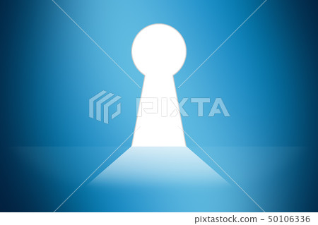 Keyhole on a blue background Keyhole on a blue background 50106336