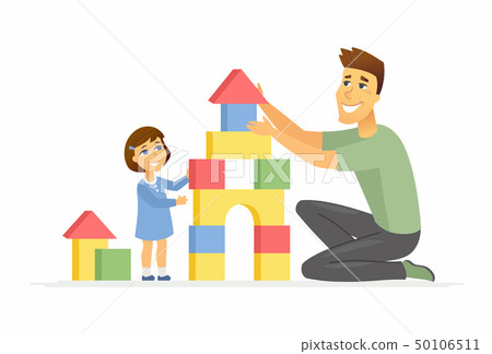 Father and daughter playing - cartoon people characters illustration 50106511