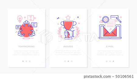 Business - set of line design style vertical web banners 50106561