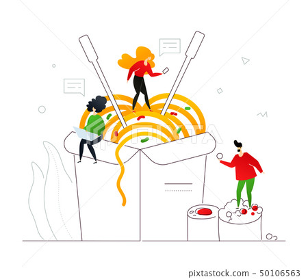 Sushi and Wok - flat design style colorful illustration 50106563