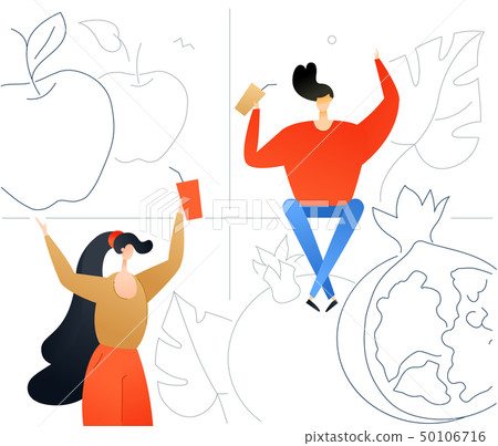 Fresh fruit and juice - flat design style colorful illustration Fresh fruit and juice - flat design style colorful illustration 50106716