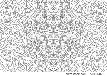 Adult Coloring Book Page With Eastern Pattern - Stock Illustration 