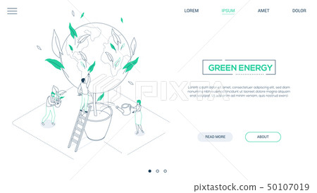Save the planet - line design style isometric web banner 50107019