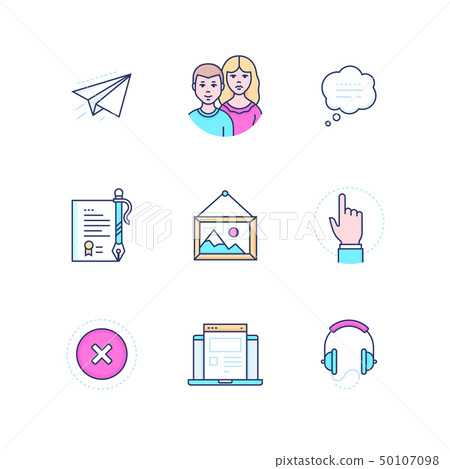 Social media - modern line design style icons set - Stock Illustration ...