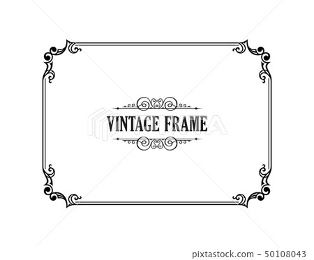 Vintage calligraphic frame. Black and white vector border of the invitation, diploma, certificate Vintage calligraphic frame. Black and white vector border of the invitation, diploma, certificate 50108043
