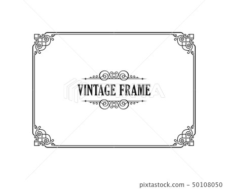 Vintage calligraphic frame. Black and white vector border of the invitation, diploma, certificate Vintage calligraphic frame. Black and white vector border of the invitation, diploma, certificate 50108050