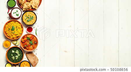 Indian food and indian cuisine dishes, copy space 50108656