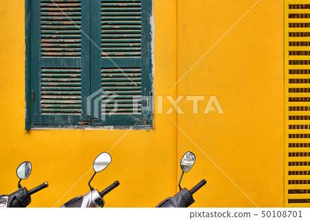 Exterior of vintage vietnamese house with colorful wall 50108701