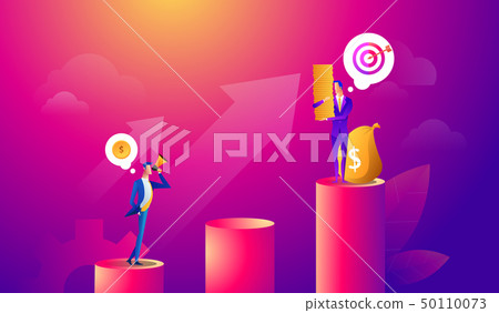 Businessman looking for investment opportunity standing on money growth graph. Profit Stock Market Businessman looking for investment opportunity standing on money growth graph. Profit Stock Market 50110073