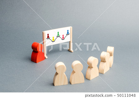 Employees stand in a row at the briefing. Business 50111048