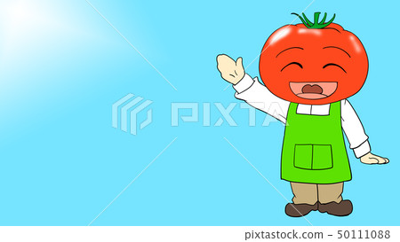 Tomato character clerk style smile blue background 50111088