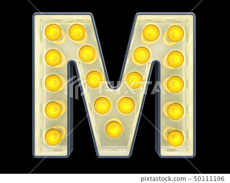 Light bulb letter M, retro glowing font - Stock Illustration [50111196 ...