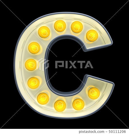 Light bulb letter C, retro glowing font Light bulb letter C, retro glowing font 50111206