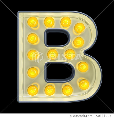 Light bulb letter B, retro glowing font Light bulb letter B, retro glowing font 50111207
