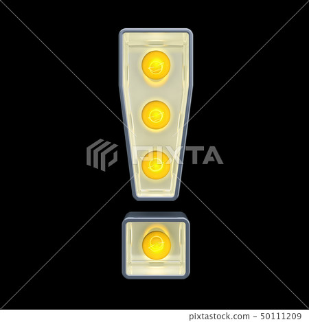 Light bulb exclamation mark, retro glowing font Light bulb exclamation mark, retro glowing font 50111209