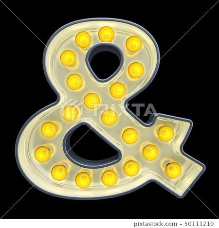 Light bulb ampersand symbol, retro glowing font Light bulb ampersand symbol, retro glowing font 50111210