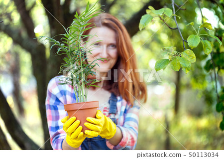 girl plants a plant girl plants a plant 50113034