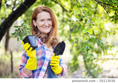 girl plants a plant 50113036
