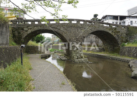 Stone bridge of Takase back river water park green park 50115591